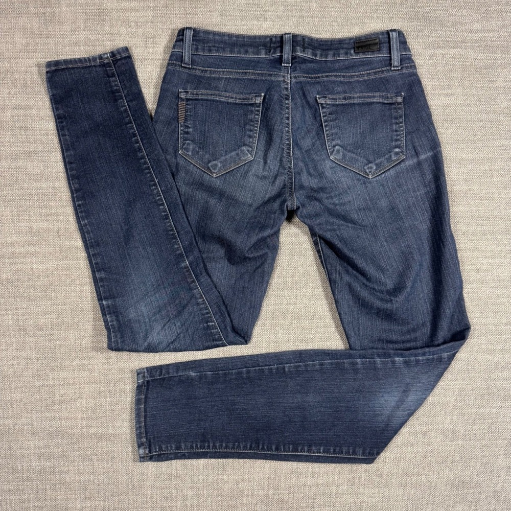 PAIGE Edgemont Skinny Jeans Blue Denim Moto Zip‎ Detail Low Rise Size 26 - Picture 3 of 11